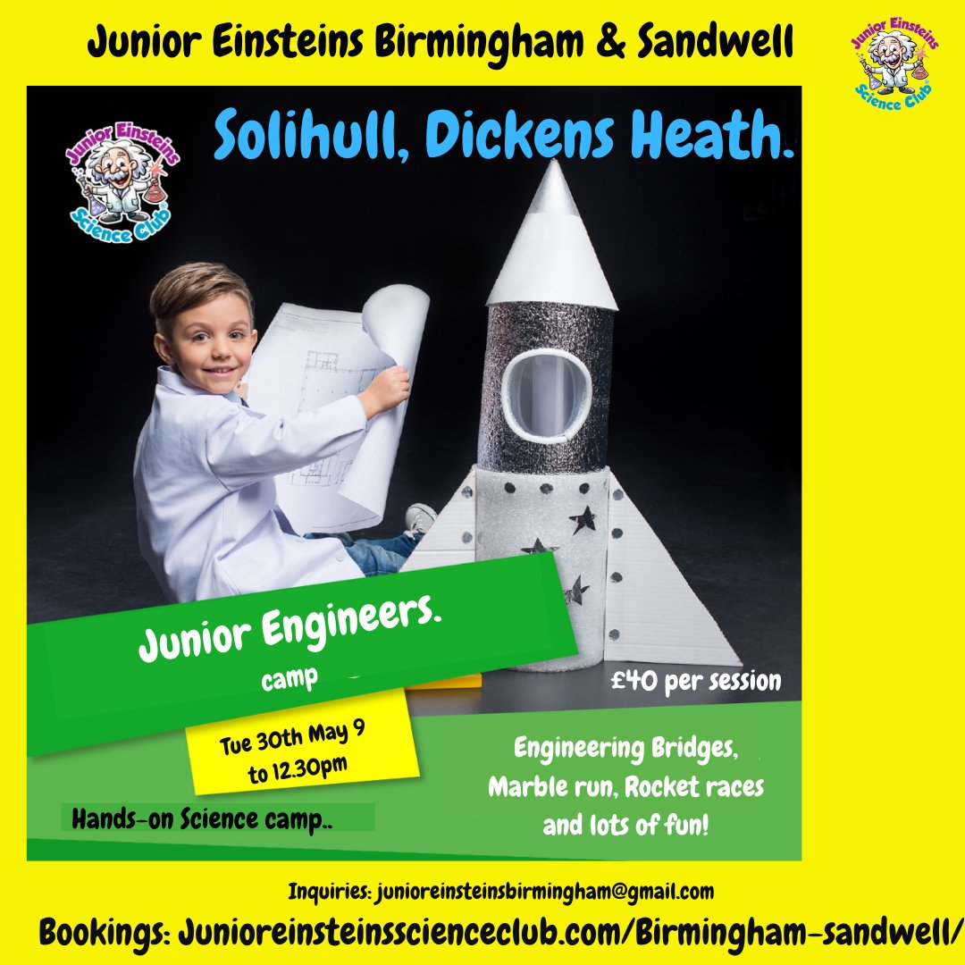 Junior Einsteins is coming to Solihull!
Hands-on science camp for primary age children.
#solihull #dickensheath #brummiemummies #dickensheathmums #solihullmums #stemeducation #halftermactivities #sciencekids