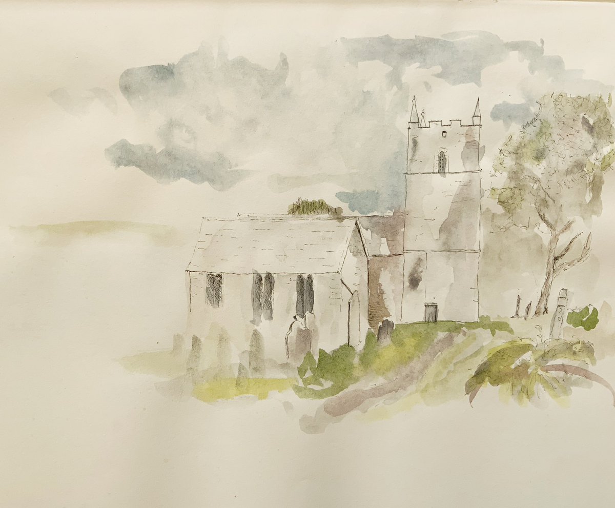 SusanLocke7's tweet photo. Couple of recent bits from art group. #Countisbury church and #PorlockWeir beach cottages โafterโ (more like lagging a mile behind) Charles Rennis Mackintosh who visited in 1896 https://t.co/ZkSxbyZm6j