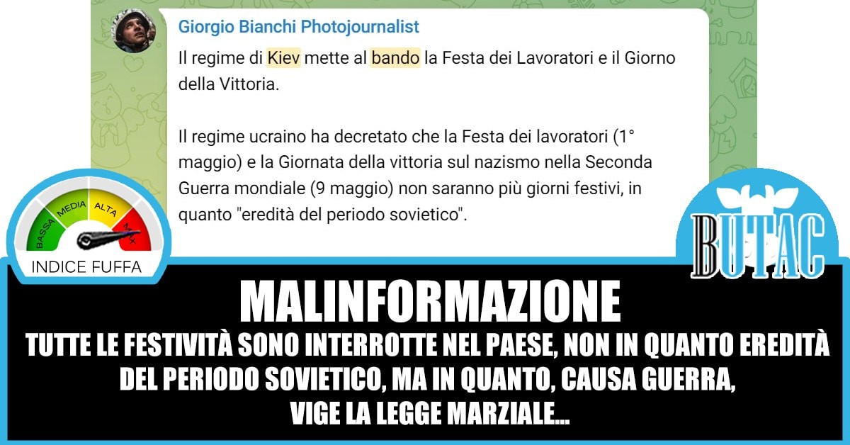 #Disinformazione #Internet L’Ucraina e le festività sovietiche…: Sulla bacheca di un signore che segue su Facebook la mia pagina autore di BUTAC ho trovato la condivisione di un post che ho deciso di trattare per completezza d’informazione. Il post che… butac.it/ucraina-festiv…