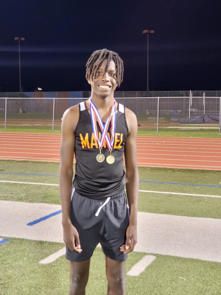 Brycen is the Manvel Junior High District Champion in the 110m hurdles and the 300m hurdles. He is coming along well. It is time for AAU summer track with The Wings Track Club.
