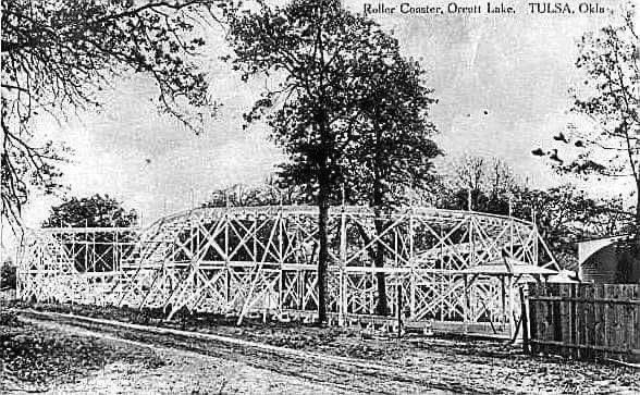 Rollercoaster at Orcutt Lake.
circa 1920's 
(aka as Swan Lake)
19th and So.Utica 
Tulsa, Oklahoma