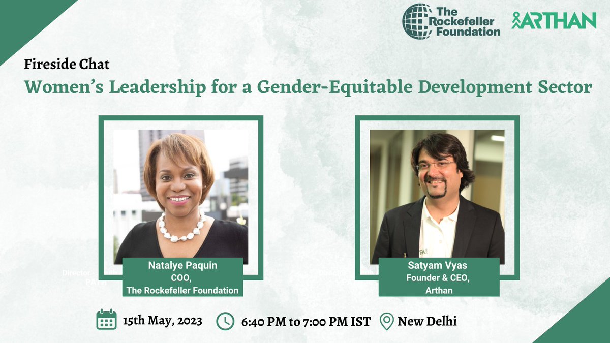 #InvitationAlert

Join us for an insightful evening of conversation on 'Women's Leadership for a Gender-Equitable Development Sector' in collaboration with @RockefellerFdn. 

👇