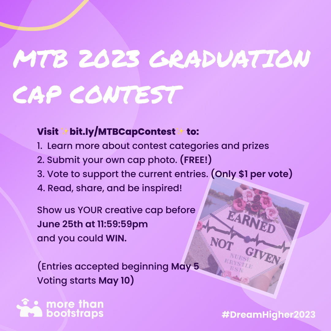 MBootstraps's tweet photo. Graduating from high school or college this year? Our Graduation Cap Contest opens TODAY! Celebrate your accomplishments and inspire others! It's free to enter. 

Check out the categories, prizes, and rules at https://t.co/jpDLDpOpou. 

#graduationcapcontest #dreamhigher2023 https://t.co/SJbsjYOvBU