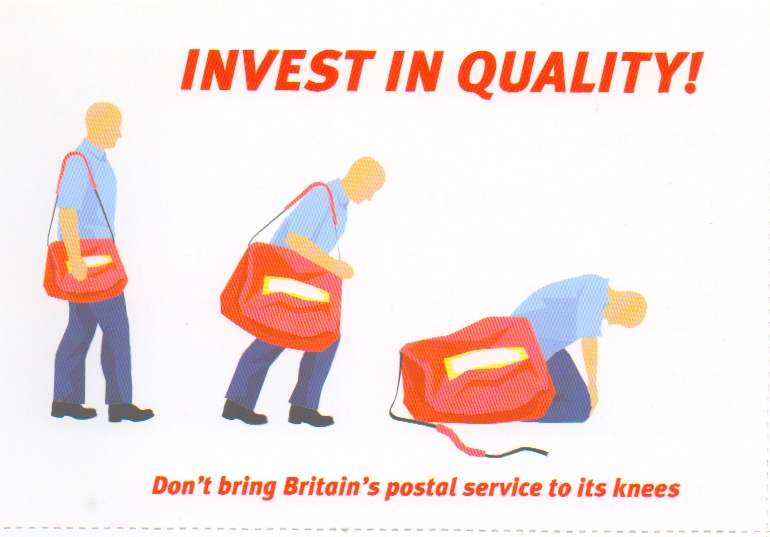 NPhilatelics's tweet photo. I found this campaign postcard in one of my stock boxes. Seems very apt at the moment with Royal Mail doing all it can to bring the letter delivery service to its knees in the attempt to create a logistics company.
#InvestInQuality #QualityWorkers @CWUnews https://t.co/y8ZiUfxOcx