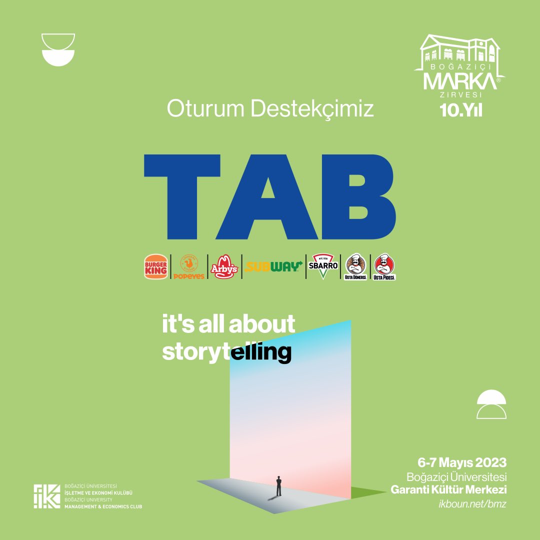 TAB Gıda Boğaziçi Marka Zirvesi’nde Oturum Destekçimiz!

Etkinliğimiz sertifikalıdır. 

Yerini ayırtmayı unutma!

Biletlere ulaşmak için:
biletino.com/tr/e-l3l/bogaz…