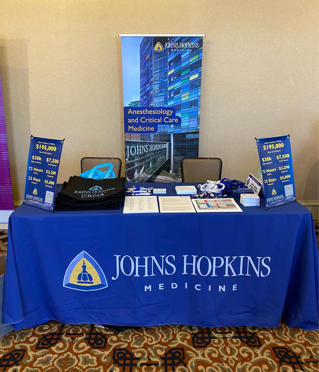 Recruiting for John’s Hopkins at the Spring PANA meeting in Hershey, PA! Looking forward to meeting new recruits and spend time with our CRNA colleagues 😎