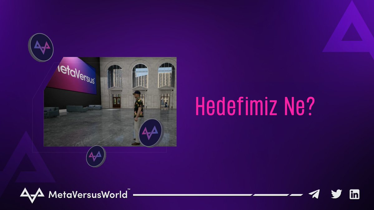 MetaversusWorld'ün hedefi, kullanıcıların sanal dünyada sosyal bağlar kurmalarını, eğlenmelerini, yaratıcılıklarını ortaya çıkarmalarını ve sanal dünya ekonomisinde yer almalarını sağlamaktır.

#metaverse #kripto #NFT