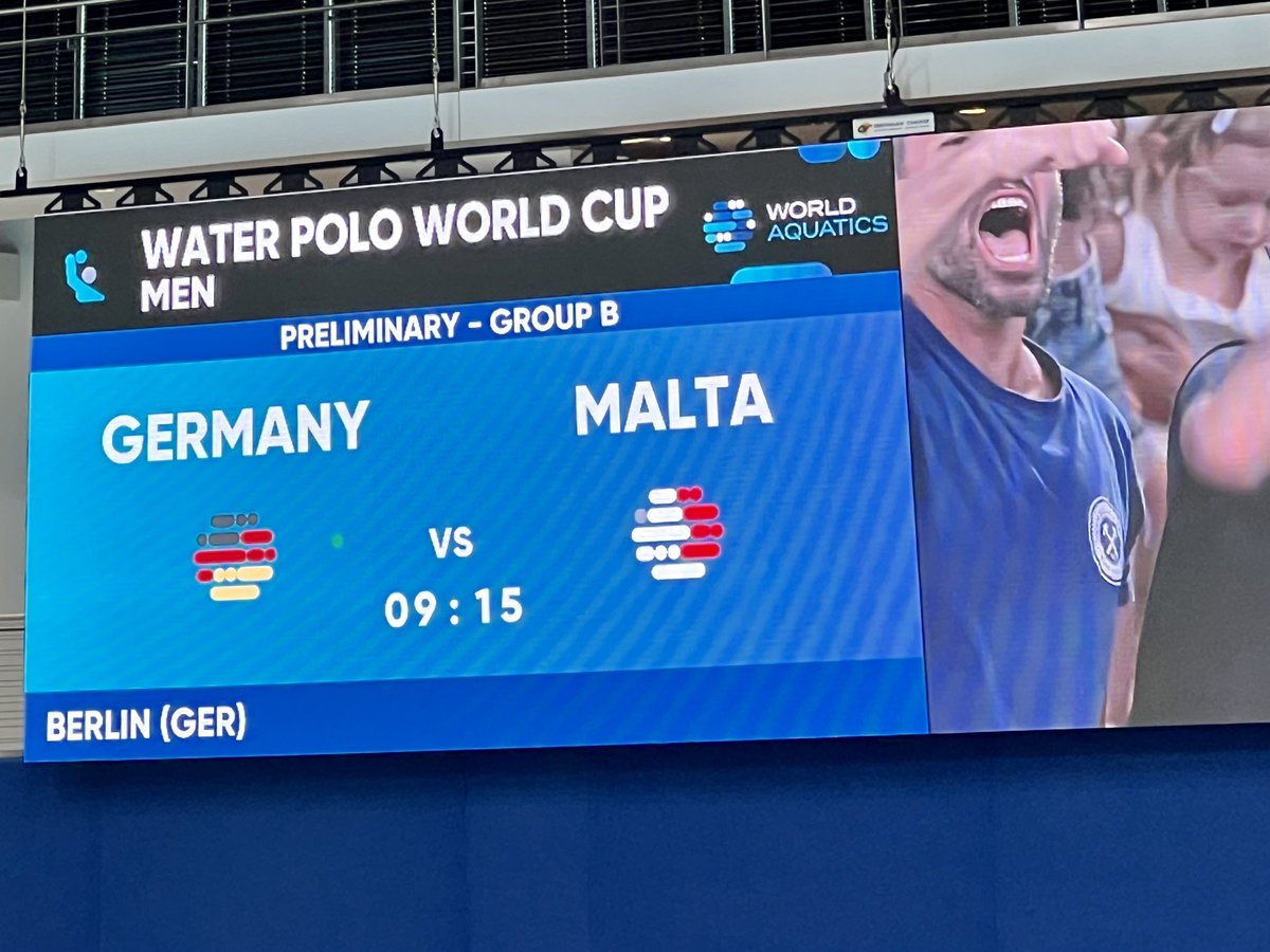 vx64's tweet photo. #ForzaMalta - here to support π²πΉ National Waterpolo team at the World Aquatics Waterpolo World Cup in Berlin. #waterpolo #Berlin #Malta #ASAMalta @SportMalta @maltaingermany https://t.co/n7VteS3yui