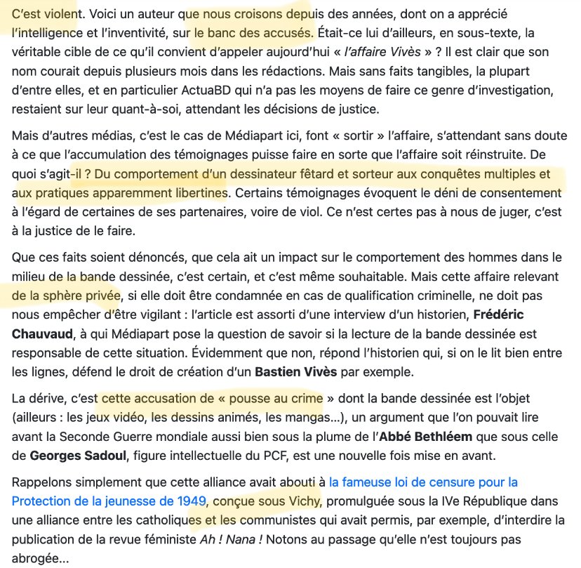 ellensalvi's tweet photo. Mediapart enquête pendant des mois sur les accusations de violences sexistes et sexuelles visant l’auteur de BD Florent Ruppert https://t.co/blt6uScuZI. Réaction dans ActuaBD : “c’est violent” (parce qu’on l’aime bien), “multiples conquêtes”, “sphère privée”, “Vichy”... #MeTooBD https://t.co/F4XiJM2EnL
