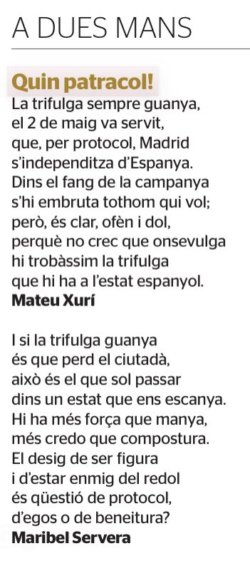 Quin patracol! A l’ús d’#Ayuso