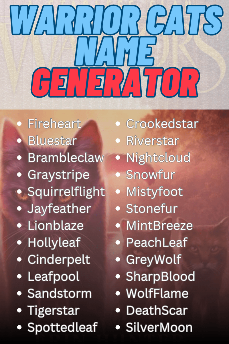 Warrior Cats Name Generator (@WarriorCatNameG) / X