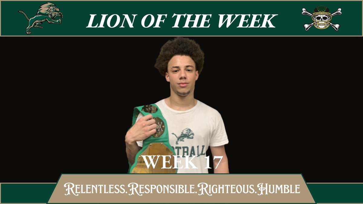 The Lion of the Week is someone who personifies PRIDE football. Leading through our 4 pillars of being relentless,responsible,righteous, &amp; humble.    

Offseason WK17 LOTW is Isaiah Wilson'24. New to football,he's a stellar athlete that should make an impact this fall

#ROLLPRIDE
