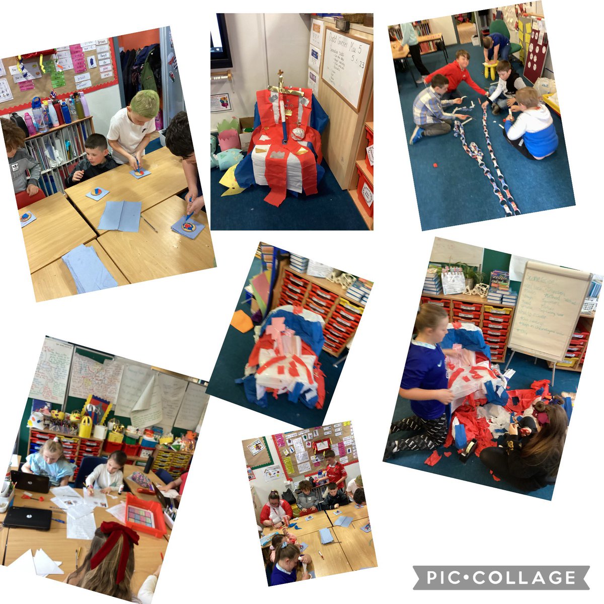 Dosbarth Cedar and Elm preparing for our Coronation celebrations this afternoon. <a href="/MillbrookP/">Millbrook Primary</a>