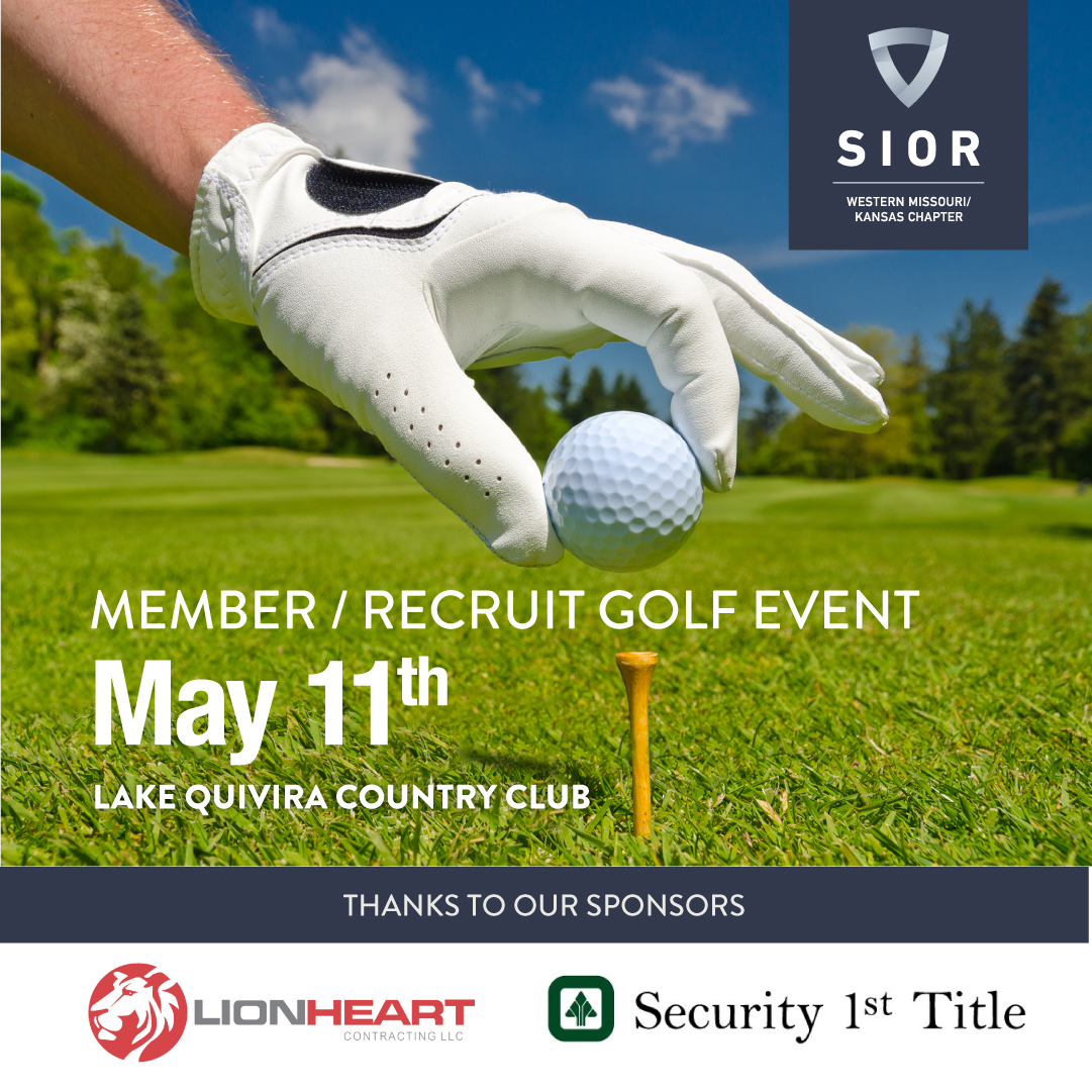 The SIOR Member/Recruit Golf Event at @LakeQuiviraCC on May 11th is approaching!  Much thanks to our sponsors, Lionheart Roofing and Security First Title! 

#SIOR #LionheartRoofing #security1sttitle #zachsaleh #lauradonnelly #CRE #commercialrealestate #lakequivira.