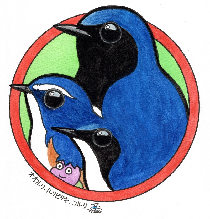 「「缶バッジの鳥たち」リクエストにお応えして、青い鳥。」|富士鷹なすびのイラスト