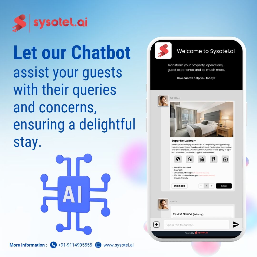 Improve guest engagement and satisfaction with our Intelligent Chatbot!  

#GuestEngagement #ChatBot #Sysotelai #Sysotel