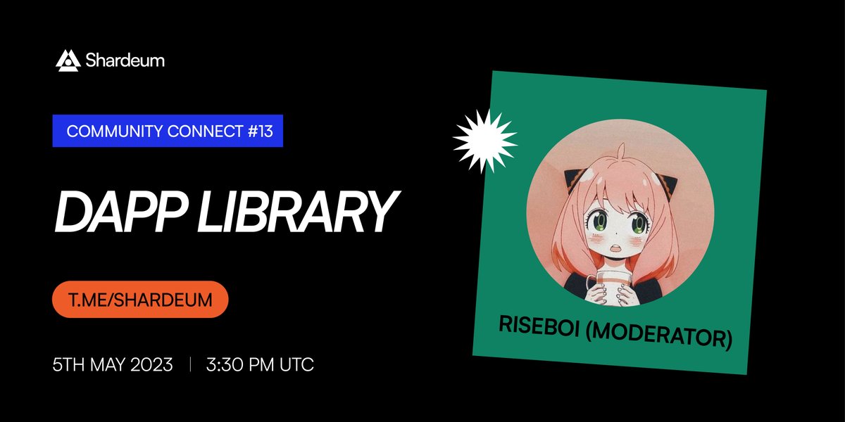 letsbuildweb3's tweet image. Community Connect #13 🤘

Tune in with @ricepappi to get insights on the longest-running weekly show on @shardeum: #DappLibrary 📚

How its made? What is it for? Where to watch if you miss it?

Find all answers today at 3:30 PM UTC on Shardeum Telegram 👉 t.me/shardeum