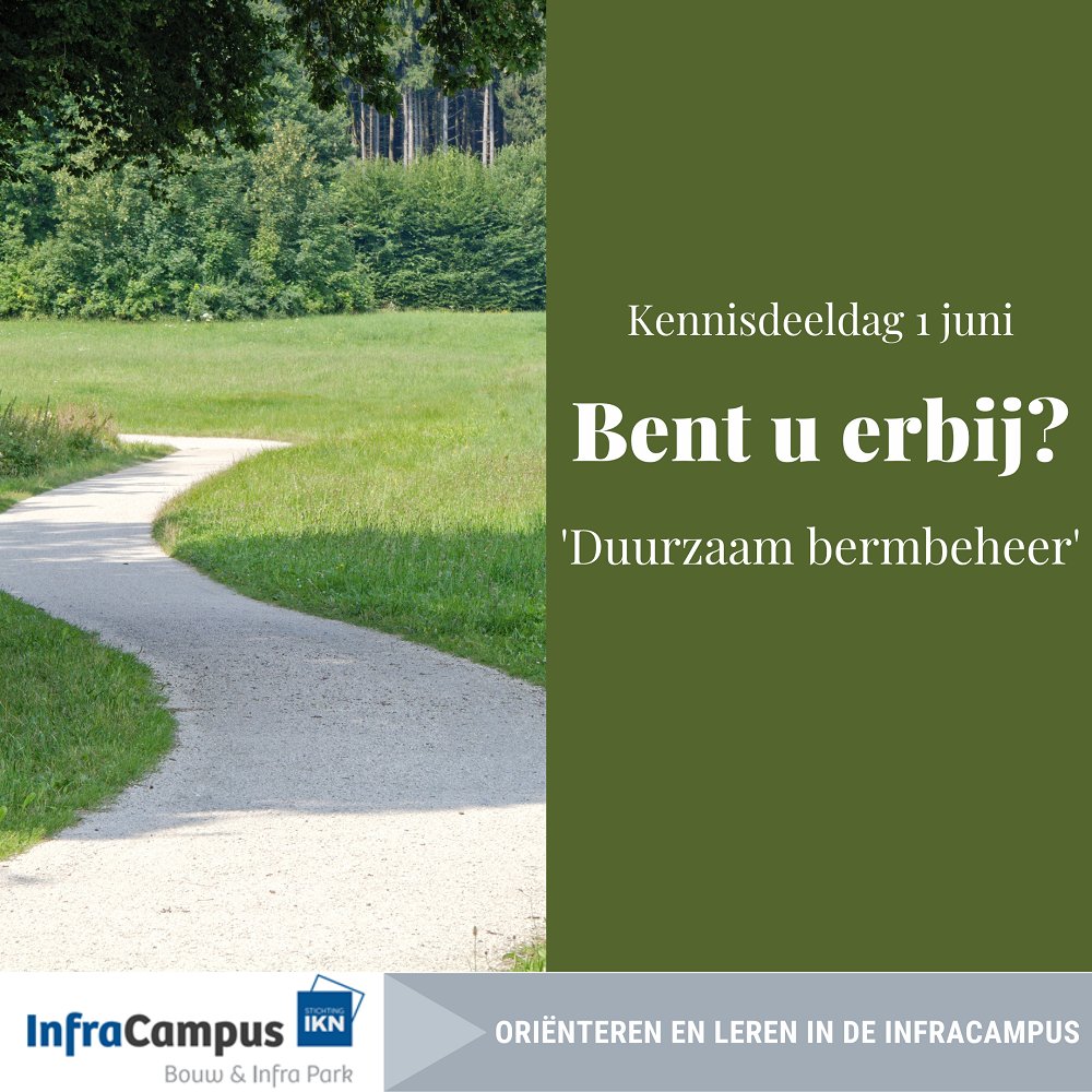 𝗡𝗼𝘁𝗲𝗲𝗿 𝗶𝗻 𝘂𝘄 𝗮𝗴𝗲𝗻𝗱𝗮 👇

Op 1 juni vindt de volgende Kennisdeeldag in de InfraCampus plaats. Gedurende deze dag staat het thema 'duurzaam bermbeheer' plaatst. Gedurende deze dag kunt u een vijftal inspirerende lezeningen volgen 👉infracampusharderwijk.nl/evenementen/ke…