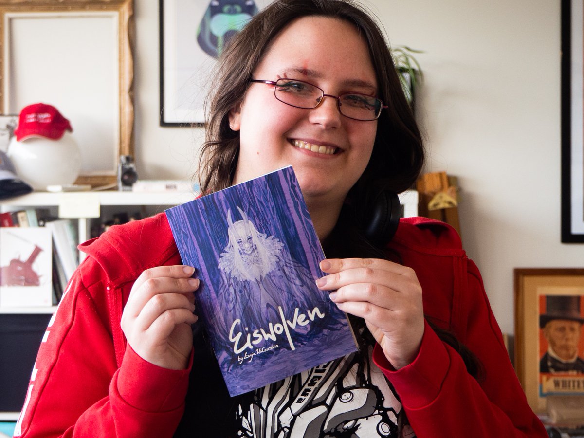 Kong_Studio's tweet photo. Tomorrow is a BIG day for the UK. Kong are soooo excited. Yes, it’s a FREE COMIC BOOK DAY! 
Here is the new Kong recruit and colourist sorcerer supreme @chiyokyokane with her free comic book she gifted to our studio. Thanks, Lucja! https://t.co/KyXgBODhag
