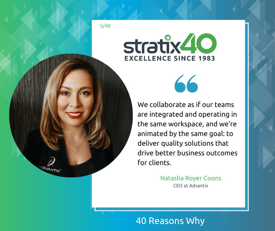 StratixMobile's tweet photo. We're celebrating four decades in business by asking our employees, partners, customers, and alumni why we're special. Our partner, Advantix, has this to say about working with Stratix. 5/40
#StratixLife #40ReasonstoLoveStratix https://t.co/z6JI9h9peI
