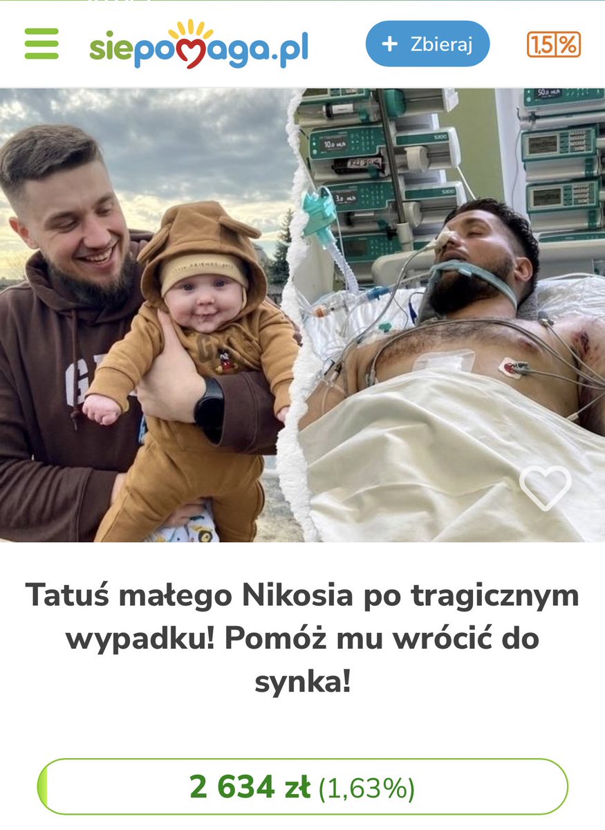 AmeliaBanaszak's tweet photo. Karol potrzebuje pieniędzy na rehabilitacje po wypadku samochodowym. bez tego nie da rady wrócić do normalnego życia, a pare miesięcy temu został ojcem i synek tęskni za tatą. jeżeli nie możecie wpłacić, to wspomóżcie chociażby retweetem 🥹 https://t.co/cDwbvAe7yi