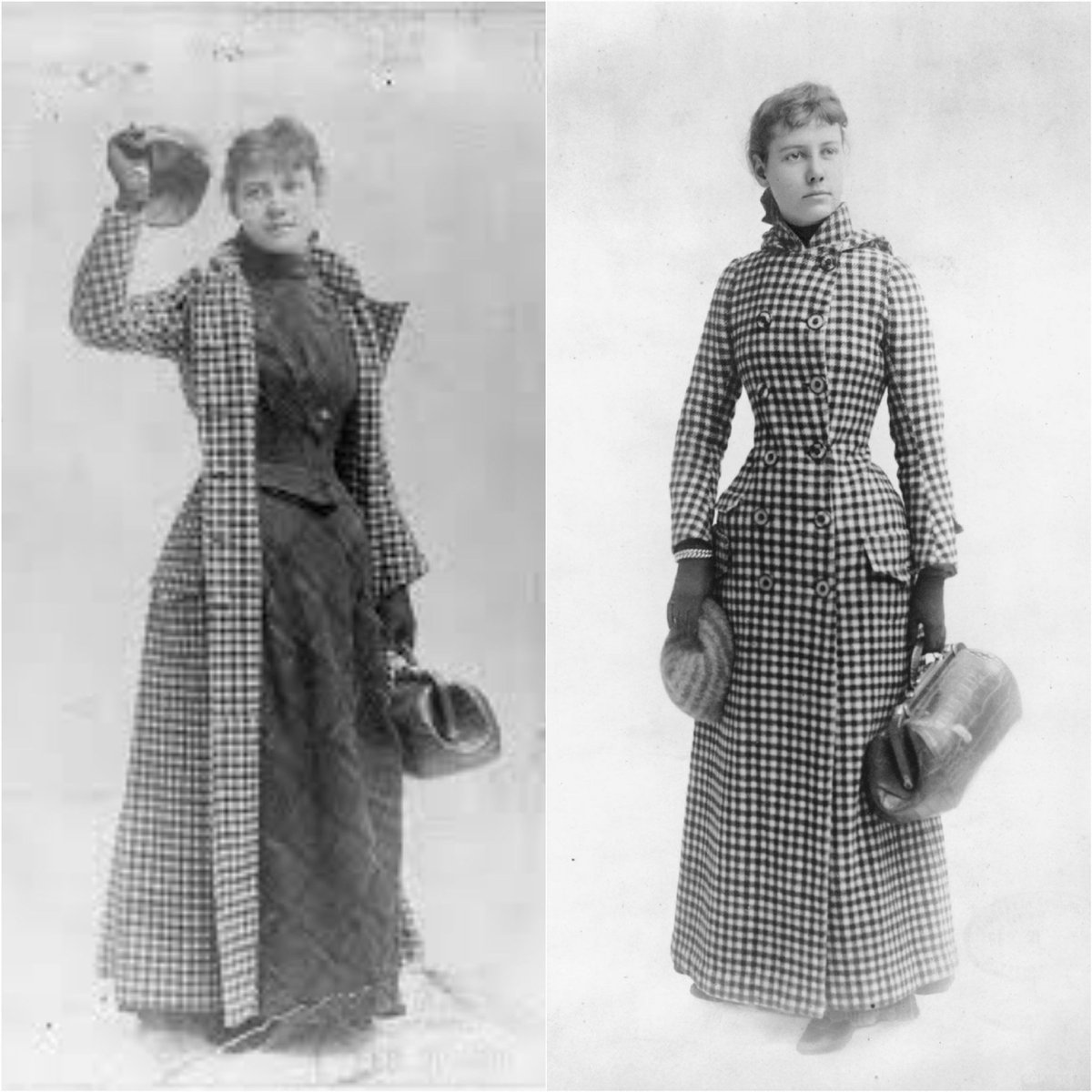 American journalist Elizabeth Cochrane Seaman, better known as #NellieBly, was born #OnThisDay in 1864. She is known for her record-breaking trip around the world in 72 days, which she undertook wearing a wool ghille cap, scotch ulster coat, and two-piece dress. #womenshistory