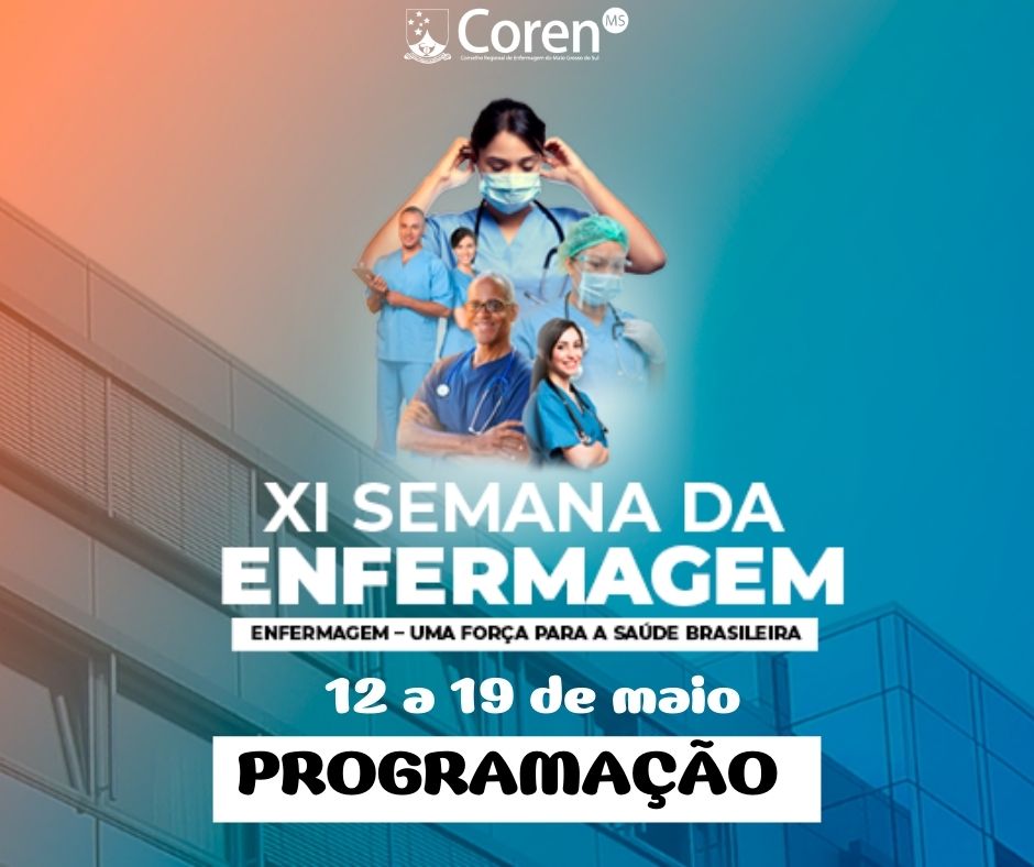 CorenMS's tweet image. De 12 a 19/05, o Coren-MS realiza a Semana da Enfermagem, com o tema: "Enfermagem - Uma força para a saúde brasileira".
A programação contempla mesa redonda, mesa virtual, apresentação de amostra científicos e concurso de fotografia.  
Inscrições even3.com.br/11-semana-de-e…