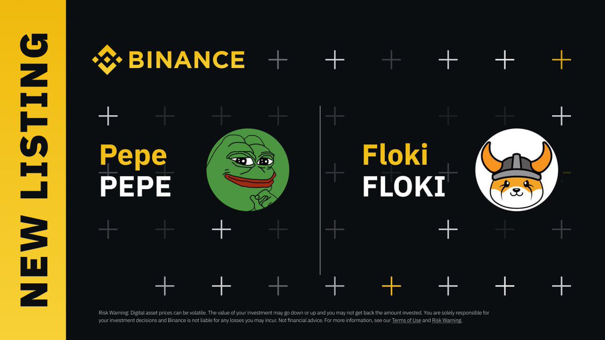 BNB_Launchpad's tweet photo. @binance will list FLOKI $FLOKI and Pepe $PEPE on May 5th. FLOKI/USDT, FLOKI/TUSD, PEPE/USDT, PEPE/TUSD trading pairs will go live at 16:00 (UTC).
https://t.co/tLjFUx7BiJ https://t.co/KA9njW2061