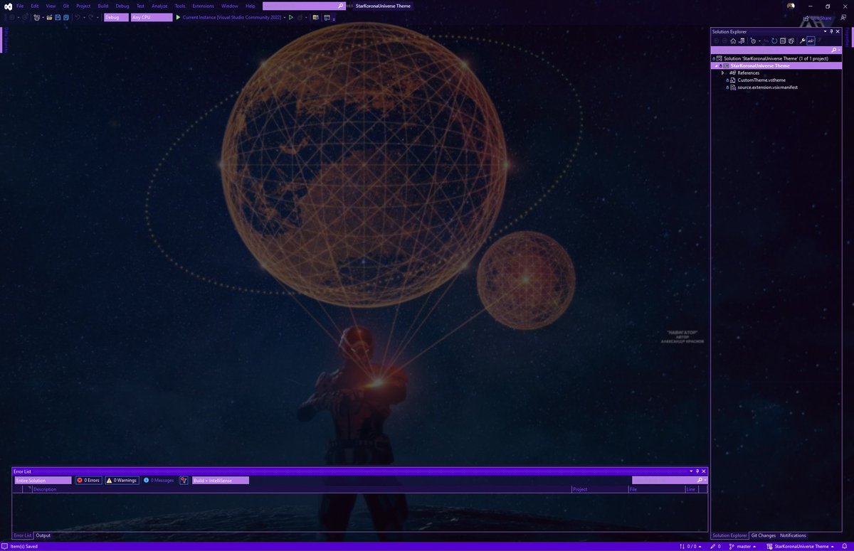 Janisku7's tweet image. pientä designia #VisualStudio #ThemeDesigner first meters of it using the #AndromedaInitiative #MassEffectAndromeda image on background