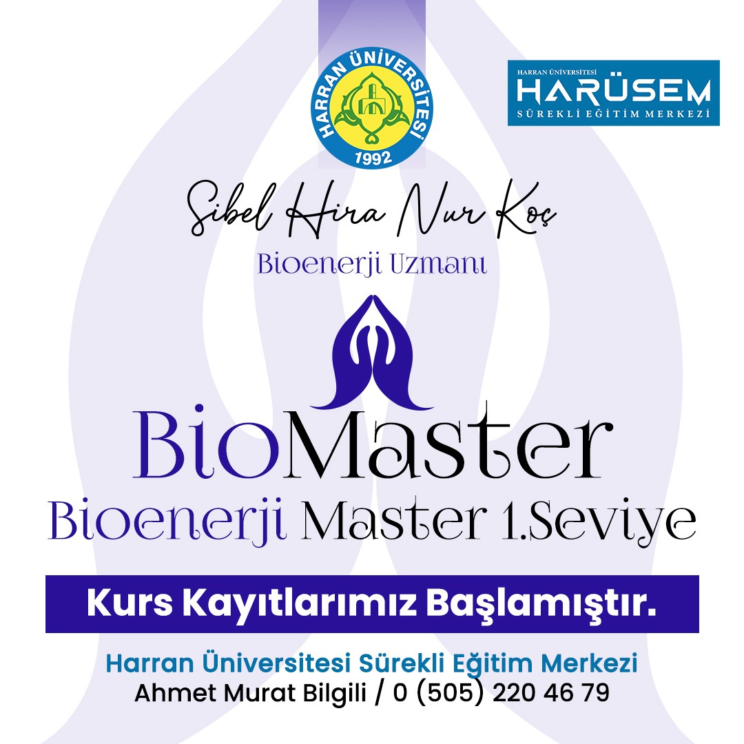 Dersler örgün şekilde, 2 ders anlatımı ve bir oturum soru- cevap uygulama şeklinde olup 3 haftalık bir aşamadan geçmektedir.  Öğrenci her bitirdiği haftalık ders programı için sertifikasını almaya hak kazanır.
Detay için web sitemizi ziyaret edebilirsiniz
harusem.harran.edu.tr/kurs/bioenerji…