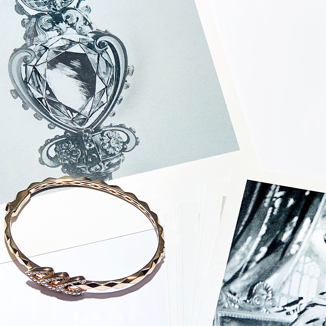 Garrard pioneered the concept of transformable jewels, with the setting at the top of the Sovereign's Sceptre incorporating a hinged mechanism that enabled the Cullinan I diamond to be removed. 

Encouraging playful experimentation, the diamond-set hearts on our Aloria bangle can