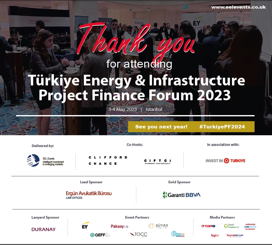 EEL_Events's tweet photo. #Thankyou for attending the #TurkiyePF2023. We were so pleased to see 200 industry heavyweights joining us this year! We are looking forward to #TurkiyePF2024 🤩💯👍 #projectfinance https://t.co/EHeYDZ6UWf