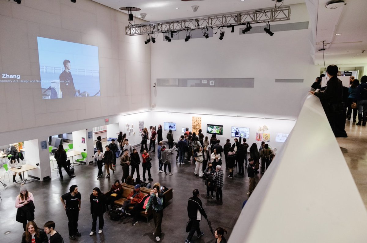OCAD's tweet photo. #GradEx108, OCAD U's 108th Annual Graduate Exhibition, is open today 9:30 a.m. to 8 p.m. and 10 a.m. to 5 p.m. on Saturday and Sunday. Plan your visit at https://t.co/HJSvqWNEvU https://t.co/qYy4SOdclZ