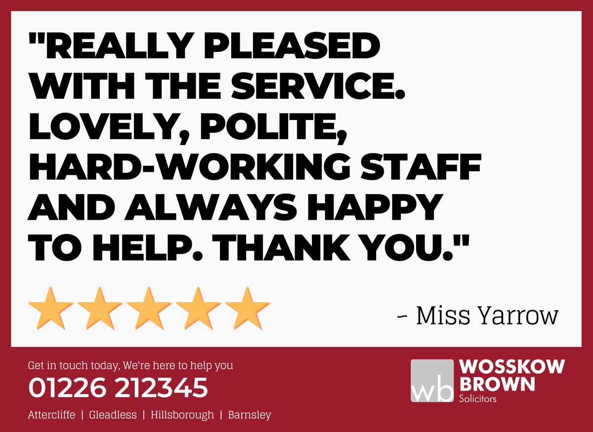 Some lovely words were received from a client following the completion of a conveyancing transaction.

If you’re looking to move home… give us a call – we’re here to help.

#FeedbackFriday #HappyClients #Conveyancing #BarnsleyIsBrill