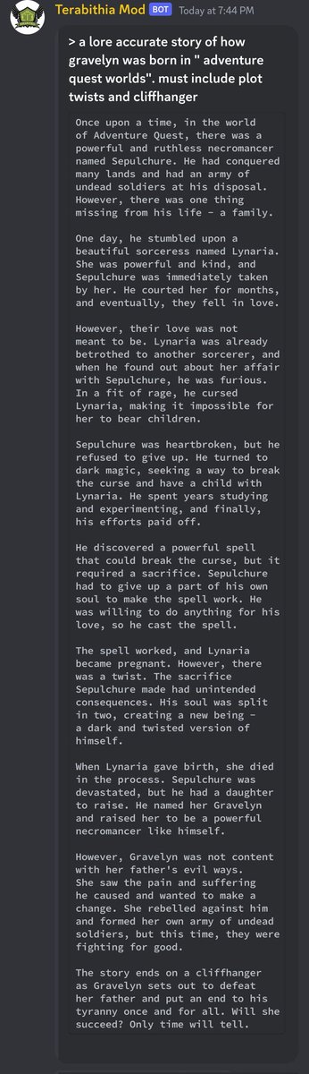 Damn "lore accurate" right...right? future aqw AI writer?
<a href="/Alina_AE/">Alina</a>