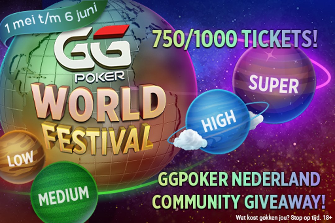 [GIVEAWAY] Al 250 tickets zijn geclaimed door de spelers in de GGPoker Nederland Community.

Claim jij een van de 750 overgebleven tickets 🤯?

Join dan de GGPoker Nederland Community 
facebook.com/groups/1430169…

Wat kost gokken jou? Stop op tijd. 18+
#GGPoker #GGPokerNederland #GG