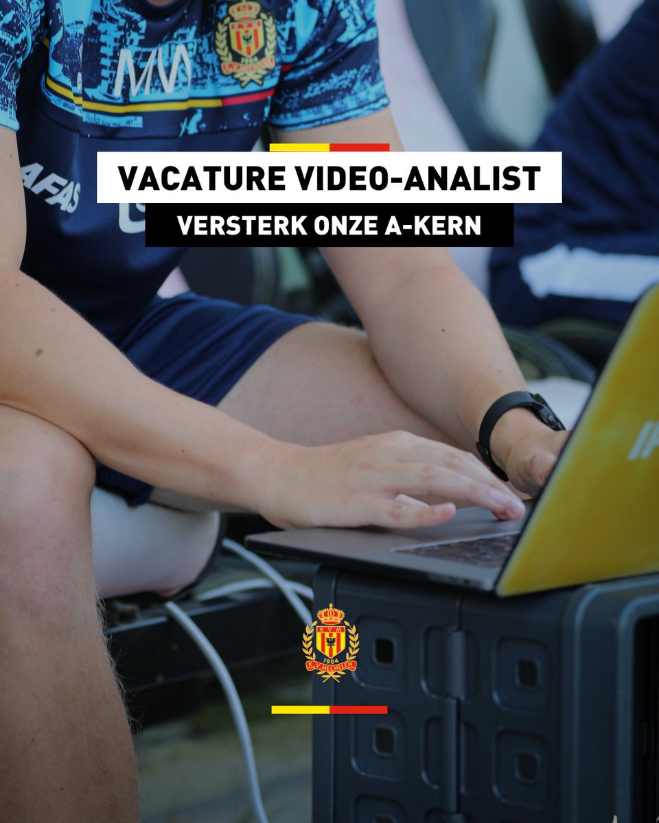 𝐕𝐚𝐜𝐚𝐭𝐮𝐫𝐞 | Droom je ervan om onze A-kern te versterken én heb jij alle nodige skills als video-analist? Dan zoeken we jou 🫵 

Lees alle info na op onze website 🔗 kvmechelen.be/vacature/video…
Of stuur meteen je kandidatuur naar scouting@kvmechelen.be 📧

#trotsoponzekleuren
