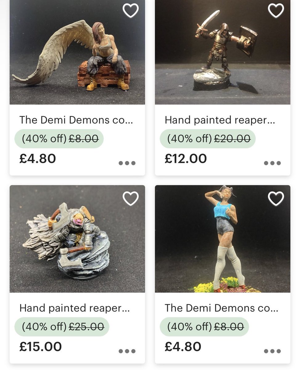 KoboldStarPaint's tweet photo. Bank holiday and payday sale, get 40% off many models in store, get what you can quick only one of each in stock of most items https://t.co/Y4h0XDcAJO #dnd #etsy #miniaturepainting #sale https://t.co/CRQXoLtL0V