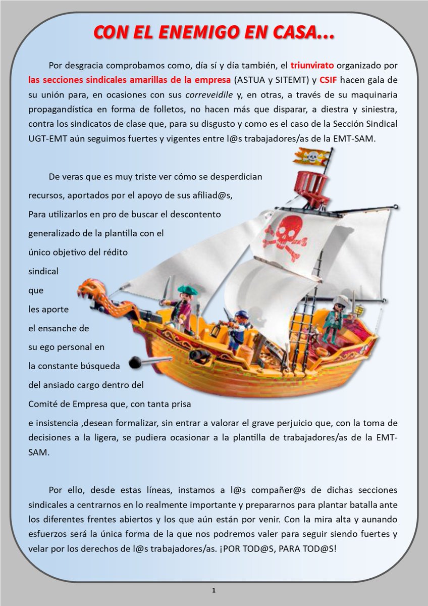 UgtEmt's tweet photo. 🗣️ ¡EXTRA! ¡EXTRA! ¡YA DISPONIBLE EL N° 23 DE LA GACETA DE LA SECCIÓN SINDICAL #UGT #EMT! 🗞️

ℹ️ Para más #INFO no dudéis en contactar con nosotr@s, a través de las siguientes vías:
☎️ 952367236
📫 ss_ugt@emtsam.es

𝙐𝙂𝙏-𝙀𝙈𝙏 🤝
"𝙅𝙪𝙣𝙩@𝙨, 𝙨𝙤𝙢𝙤𝙨 𝙢á𝙨 𝙛𝙪𝙚𝙧𝙩𝙚𝙨" https://t.co/DUzqqqT7cq