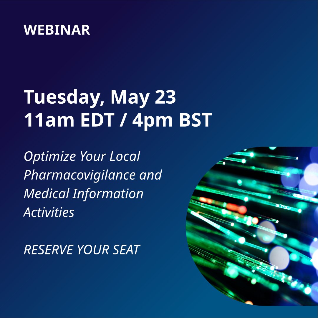 IQVIA_global's tweet photo. Join IQVIA's Alisa Hummings and Simon Johns for this upcoming webinar, and learn how to streamline global operations, enhance patient safety, and boost customer engagement with an integrated approach to local country PV and MI: https://t.co/cLgeNIM8gY #qppv #MI #pharmacovigilance https://t.co/CYmILDuJ17