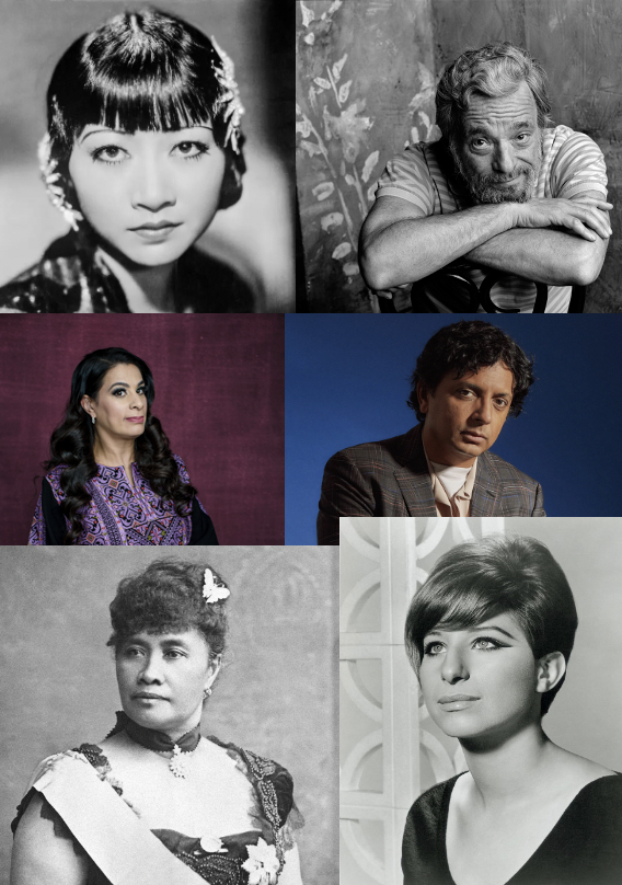 ⭐️ Happy AAPI Heritage Month and Jewish Heritage Month! ⭐️

AWB would like to recognize a few AAPI and Jewish artists who have opened doors for inclusivity and diversity:

- Anna May Wong
- Stephen Sondheim
- Maysoon Zayid
- Lili'uokalani
- M Night Shyamalan
- Barbra Streisa