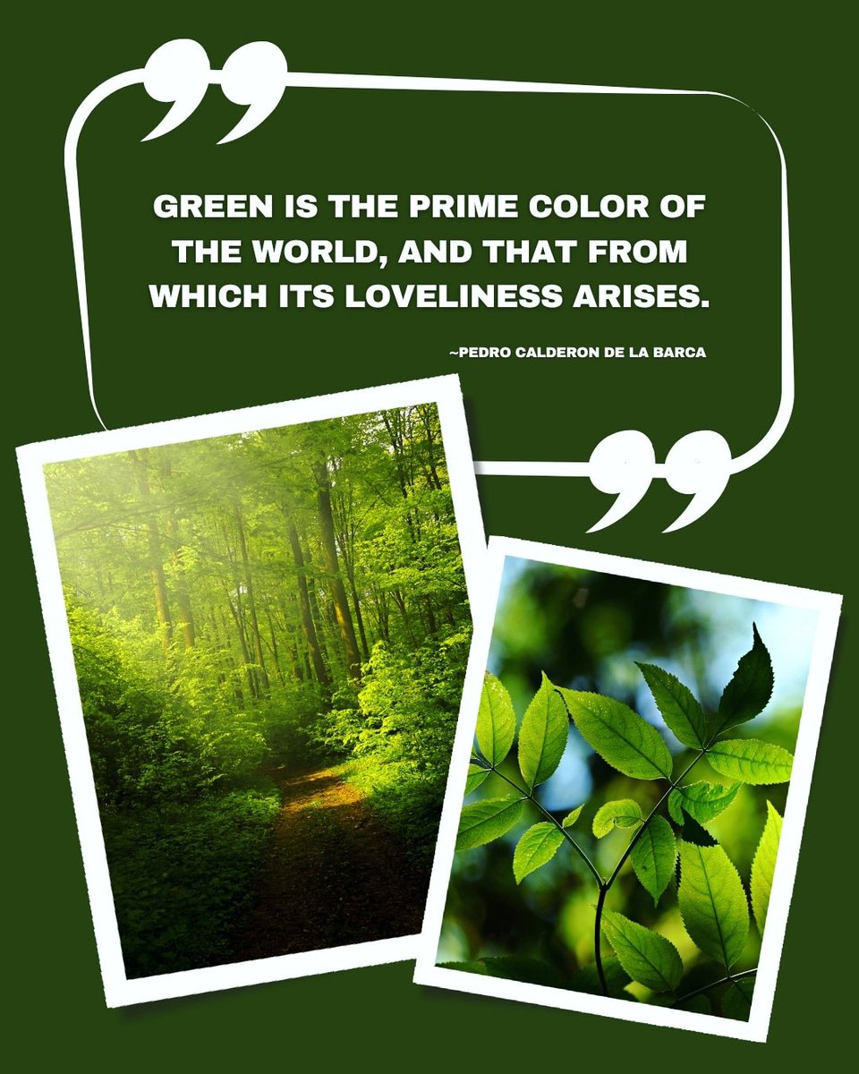 ESGBroadsheet's tweet photo. Quote of the week. 

Green is the prime color of the world, and that from which its loveliness arises.

~Pedro Calderon de la Barca

#earthday #nature #economy #sustainability #environment #climate #ecofriendly #sustainability #greeneconomy #earthquote #quote #esg https://t.co/Bx6IbbEHix