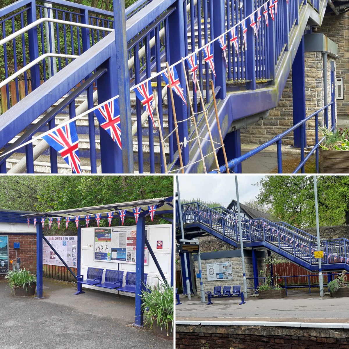 The flags are up at Marple Station ready for Coronation