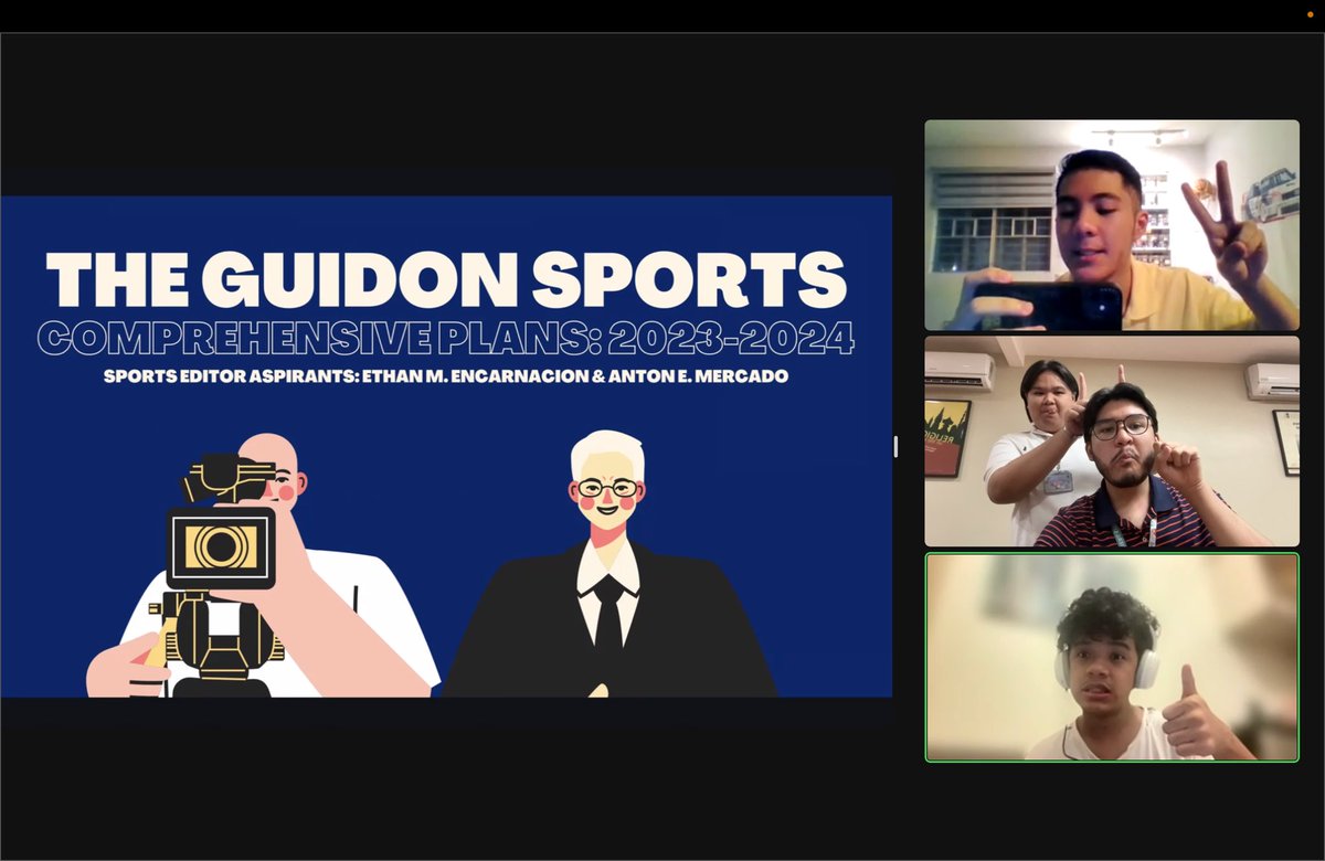EBRaceChimney's tweet image. Sports Editor Aspirants Anton Mercado and Ethan Encarnacion officially end panels on a high note 😎

Anton: love you all *🫶*
Ethan: don’t forget to return your overdue books in the library