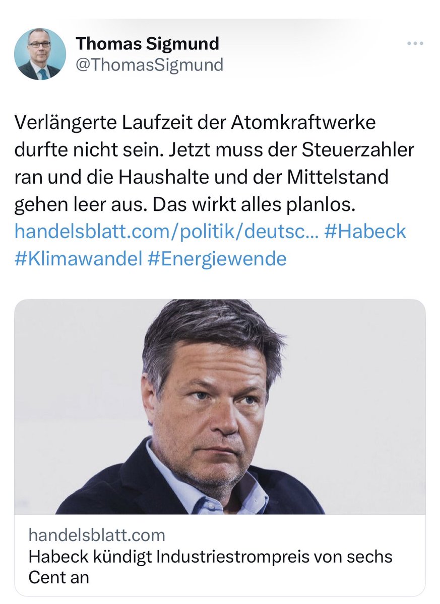 G_UllrichFDP's tweet photo. 6 Cent für Industriestrom ist nicht zielführend und die Argumente von @ThomasSigmund teile ich. Wir brauchen nachhaltige Rahmenbedingungen, um #Unternehmen in #Deutschland zu halten. Dauersubventionierungen sind es nicht. #Habeck #6Cent #Industriestrompreis 🟡 https://t.co/pitDTCNCSK