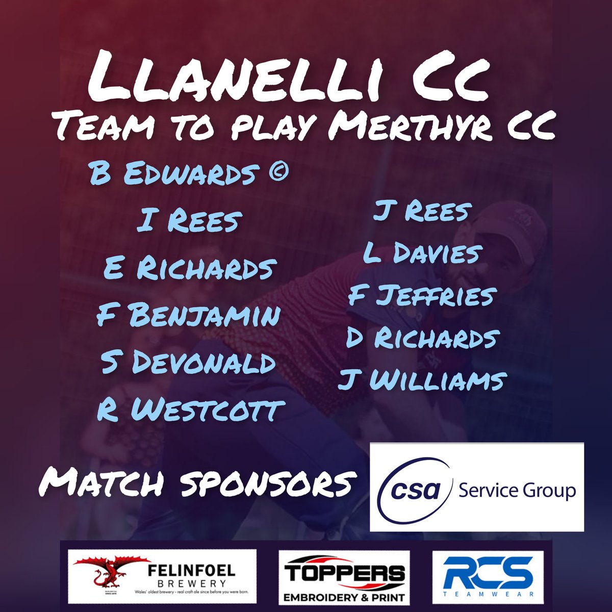 LlanelliCricketClub (@llanellicricket) on Twitter photo This Saturday the 1st team welcome <a href="/MerthyrCC/">Merthyr Cricket Club</a> to Stradey! Stumps up at 13:00. Big thank you to <a href="/csaservicegroup/">CSA Service Group</a> for sponsoring the game! ๐ This Saturday the 1st team welcome <a href="/MerthyrCC/">Merthyr Cricket Club</a> to Stradey! Stumps up at 13:00. Big thank you to <a href="/csaservicegroup/">CSA Service Group</a> for sponsoring the game! ๐