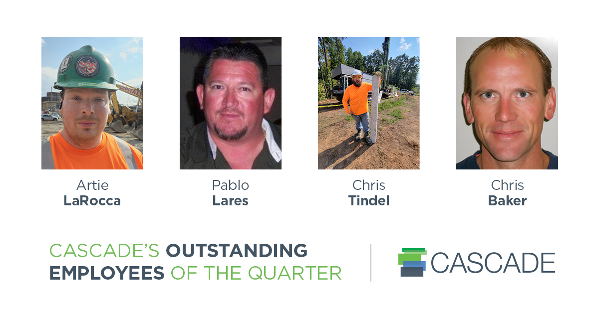 Meet our Q1 Employee of the Quarter award recipients! 
Congrats to Artie LaRocca, Pablo Lares, Chris Tindel and Chris Baker for this well-deserved honor. They embody leadership in safety by consistently demonstrating excellence and professionalism in everything they do.