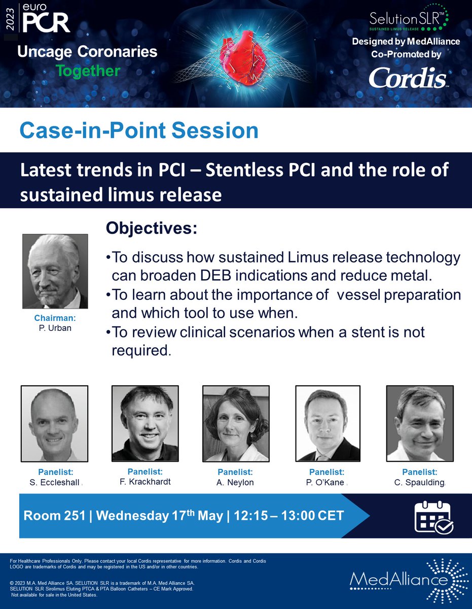 MedallianceSA's tweet photo. Join our Case-in-Point session at #EuroPCR2023 on Wednesday 17th of May from 12.15h to 13.00h CET in room 251.

We look forward to seeing you there!

#SELUTIONSLR #UncageCoronariesTogether #Cardiology #clinicaltrials #medicaldevices #DCB #sirolimus #DEB #metalfreepci @PCRonline https://t.co/KCcc2bxEHU