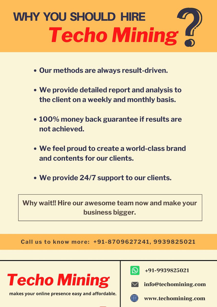 TechoMining's tweet photo. Why you should hire TechoMining for all your software development requirements?

#softwaredevelopment #Software #DigitalMarketing #Digital #websitedevelopment https://t.co/06Oxa6xIv3