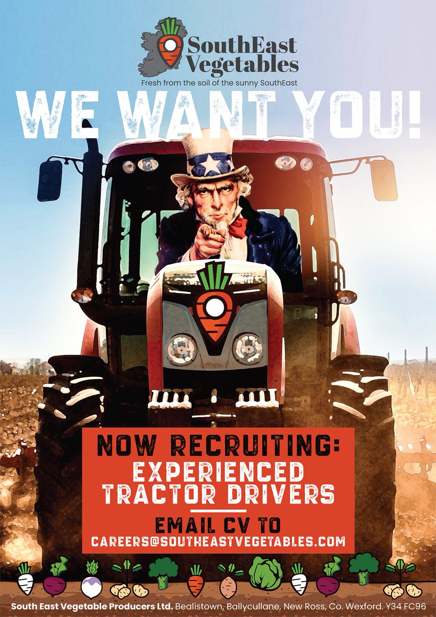🚜 We're hiring experienced tractor drivers! Join the team at SouthEast Vegetables and help us produce high-quality, locally grown vegetables. Email your CV to careers@southeastvegetables.com to apply. #NowHiring #TractorDrivers #FreshFromTheSoil #SouthEastVegetables 🥦🌶️🍆